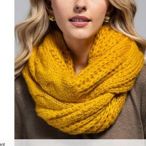 Mustard Cable Knit Infinity Scarf